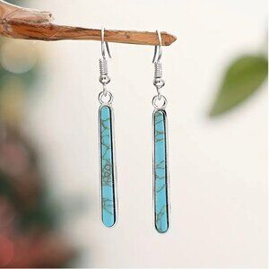 Beautiful Boho Chic Turquoise and Silver Drop Dangle Earrings